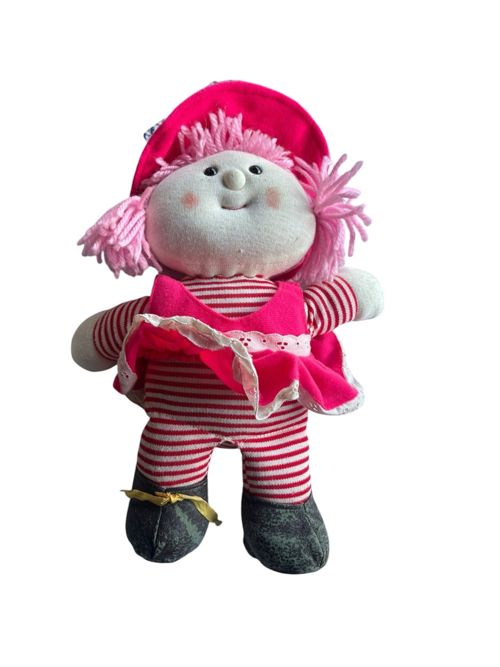 Vintage 1979 Russ Muffy My Cuddly Companion Plush Doll Pink Dress Striped Outfit